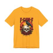 F-Caw-F Crow Skull Roses Halloween T-Shirt in Gold