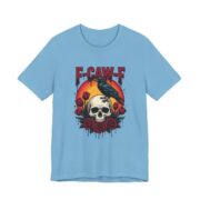 F-Caw-F Crow Skull Roses Halloween T-Shirt in Ocean Blue