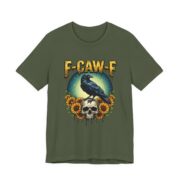 F-Caw-F Crow Skull Sunflower T-Shirt in Military Green