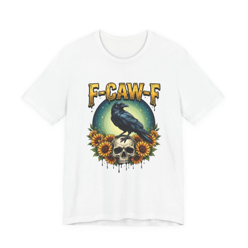 F-Caw-F Crow Skull Sunflower T-Shirt in White