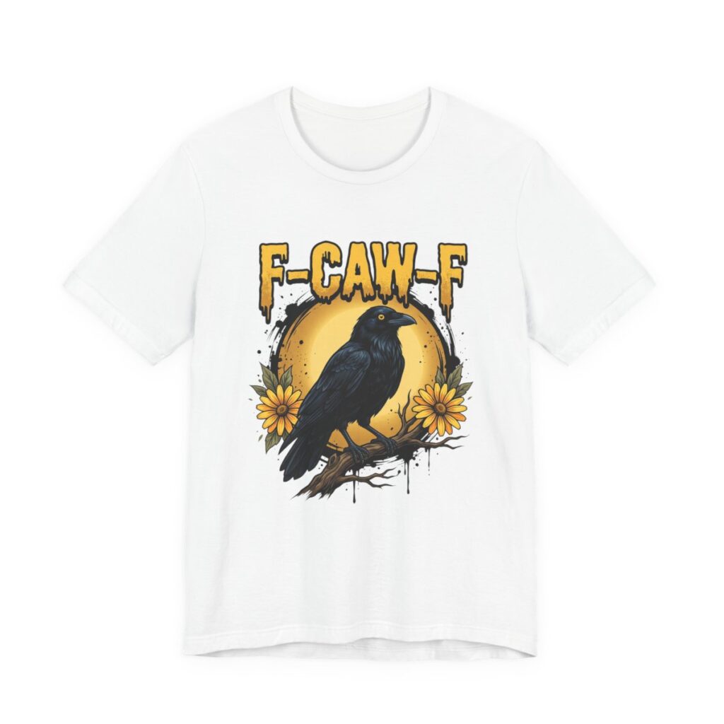 F-Caw-F Crow Sunflower Moon T-Shirt in White