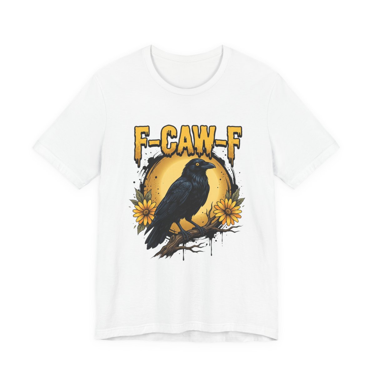 F-Caw-F Crow Sunflower Moon T-Shirt in White