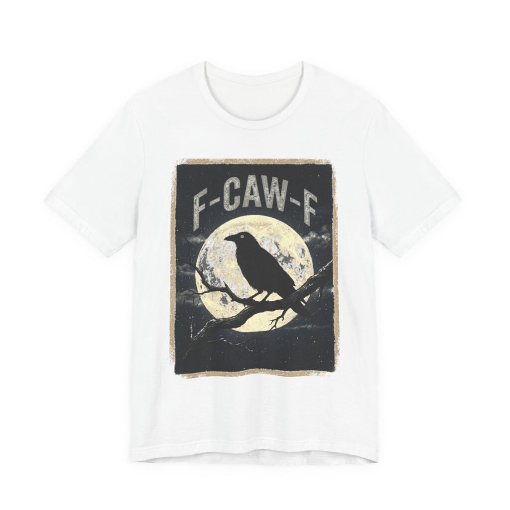 F-Caw-F Raven Full Moon Vintage T-Shirt in White
