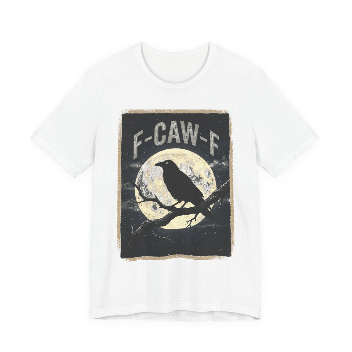 F-Caw-F Raven Full Moon Vintage T-Shirt in White