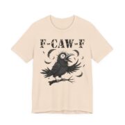 F-Caw-F Wide Eyed Crow Funny T-Shirt in Soft Cream