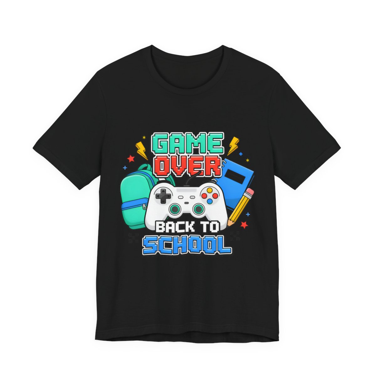 Game Over Back To School Controller T-Shirt in Black
