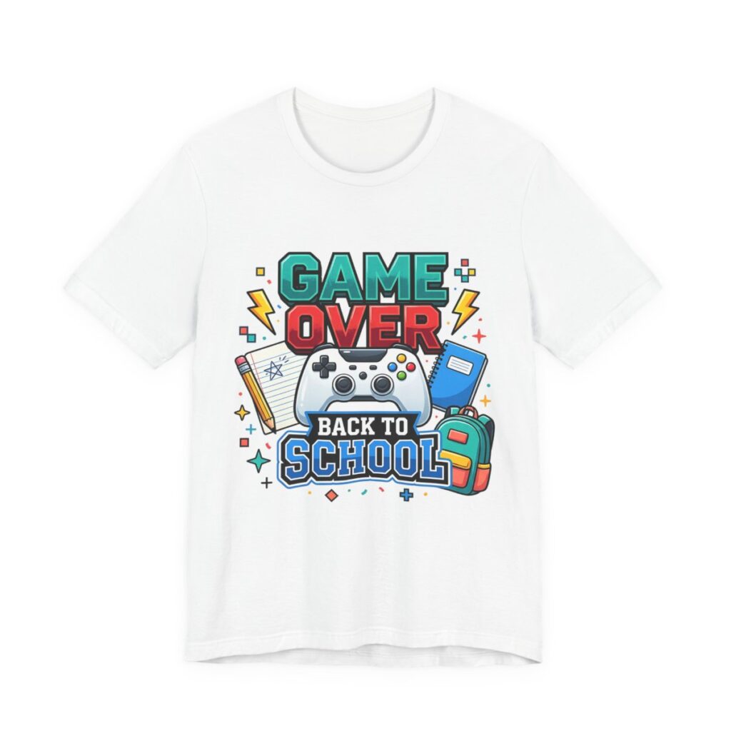 Game Over Back To School Gamer T-Shirt in White