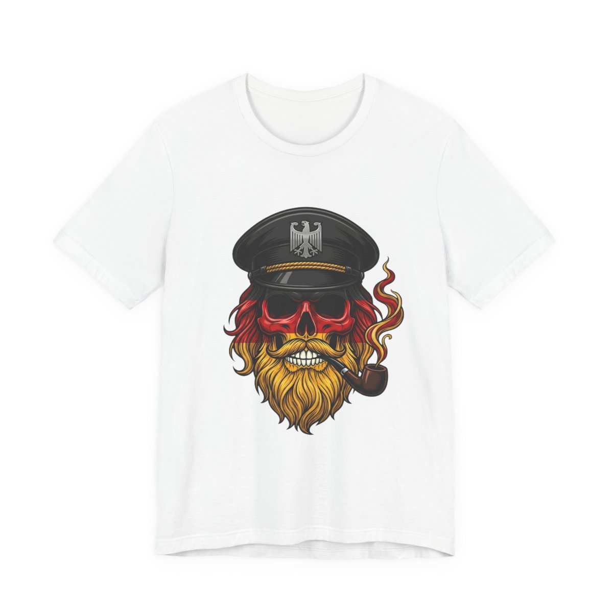 German Flag Beard Skull Sailor T-Shirt in White