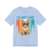 I Do What I Want Cat Sunglasses T-Shirt in Baby Blue