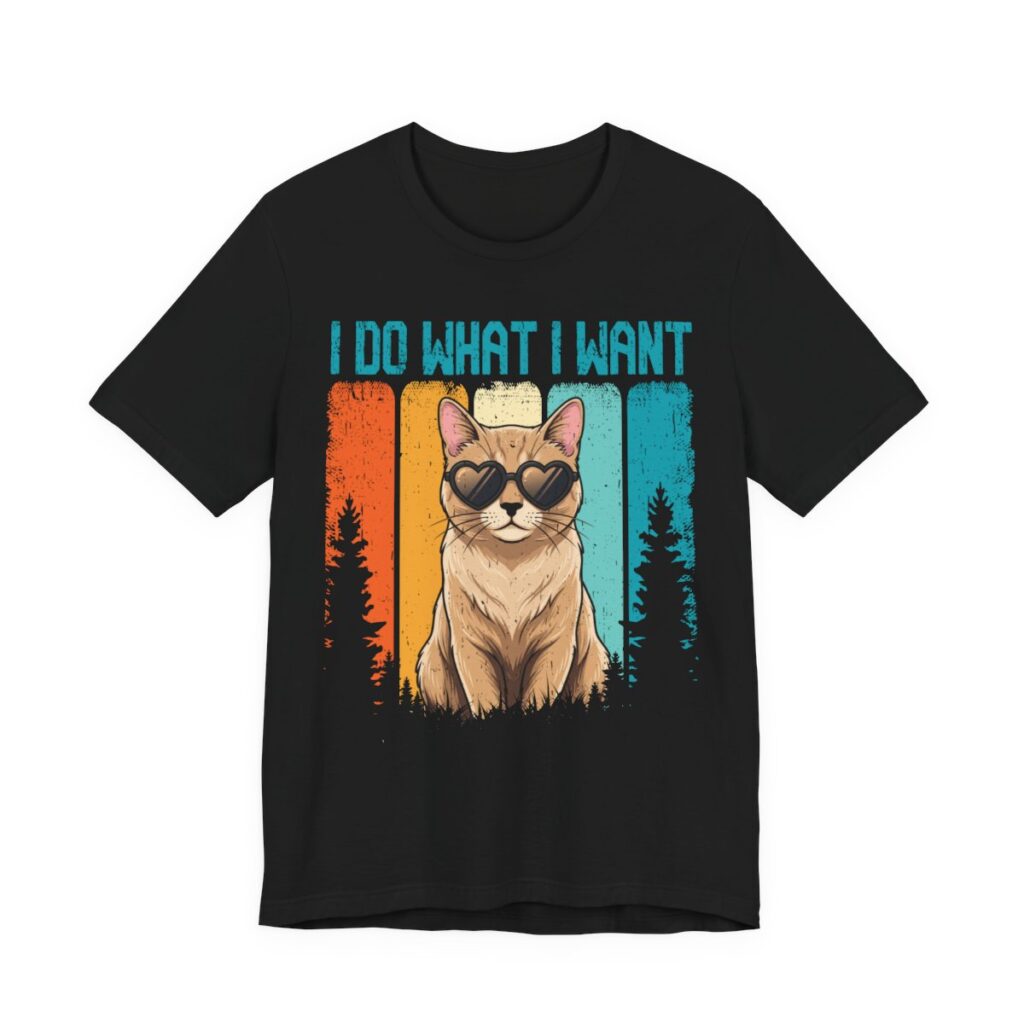I Do What I Want Cat Sunglasses T-Shirt in Black