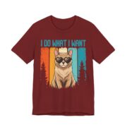 I Do What I Want Cat Sunglasses T-Shirt in Cardinal