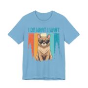 I Do What I Want Cat Sunglasses T-Shirt in Ocean Blue