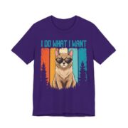 I Do What I Want Cat Sunglasses T-Shirt in Team Purple