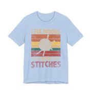 I Fix Moods With Stitches Funny Knitting T-Shirt in Baby Blue