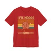I Fix Moods With Stitches Funny Knitting T-Shirt in Red