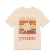 I Fix Moods With Stitches Funny Knitting T-Shirt in Soft Cream