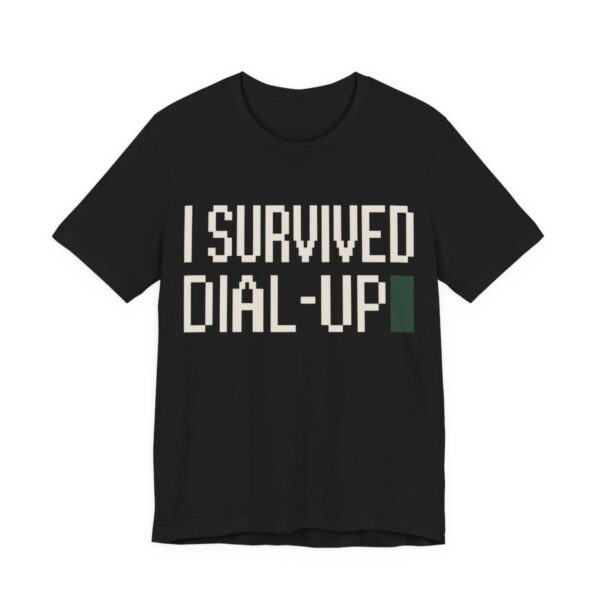 I Survived Dial-Up Shirt - Retro 90s Nostalgia Gift Tee in Black