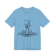 I’m Fine Drowning Thumbs Up Funny T-Shirt in Ocean Blue