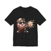 Ice Cream Mascot Tee – Drippy Sundae Cartoon Graphic T‑Shirt in Black
