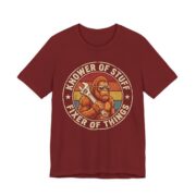 Knower Of Stuff Fixer Of Things Bigfoot T-Shirt in Cardinal