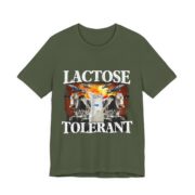 Lactose Tolerant Funny Cow And Milk T-Shirt in Military Green