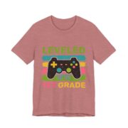 Leveled Up To 1st Grade Gamer Kids T-Shirt in Heather Mauve