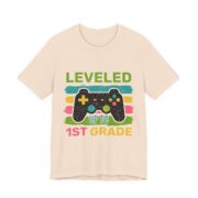 Leveled Up To 1st Grade Gamer Kids T-Shirt in Soft Cream