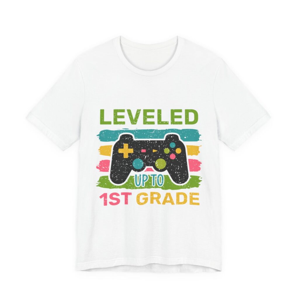 Leveled Up To 1st Grade Gamer T-Shirt in White