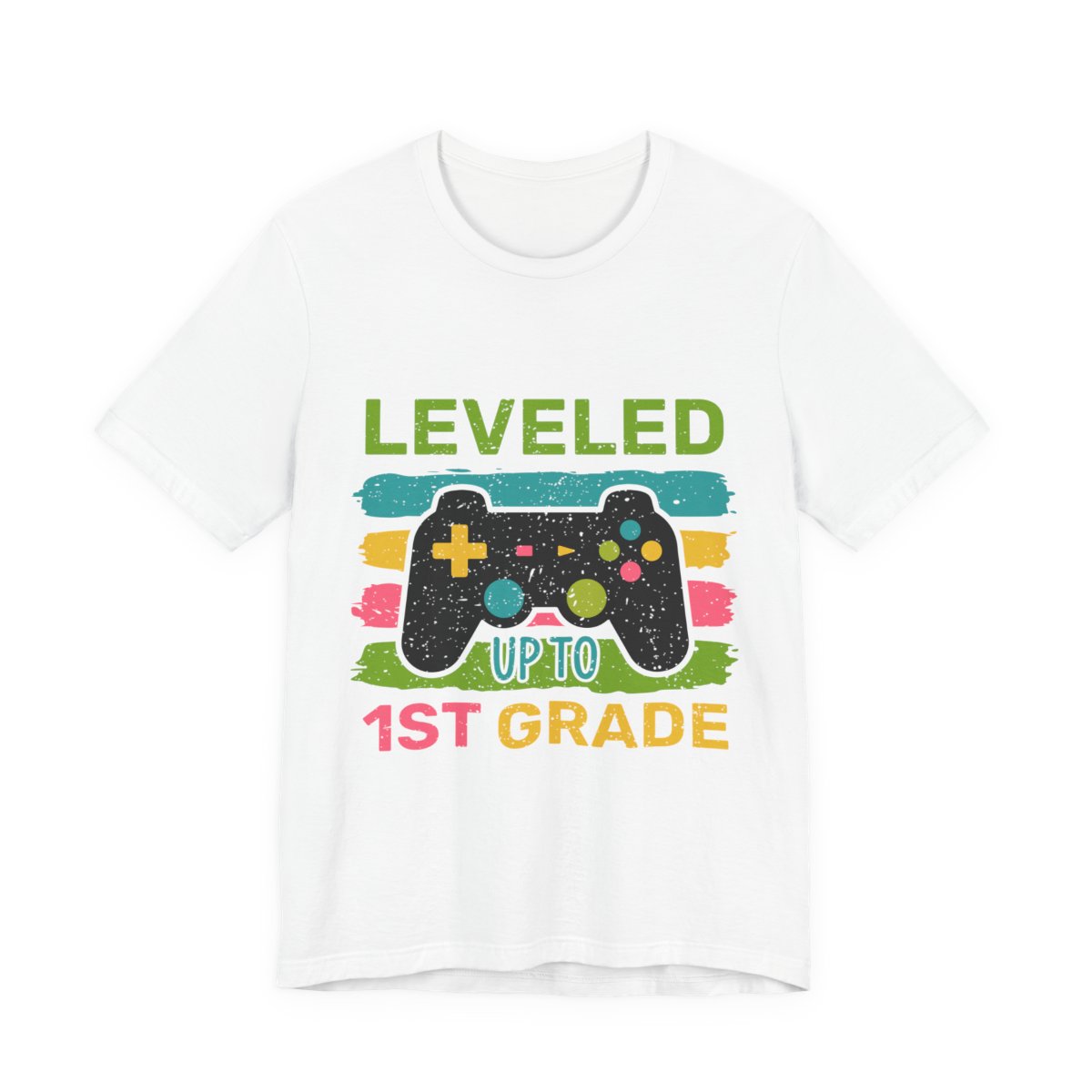 Leveled Up To 1st Grade Gamer Kids T-Shirt in White