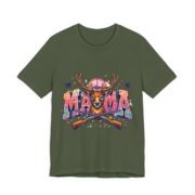 Mama Deer Hunting Colorful T-Shirt in Military Green