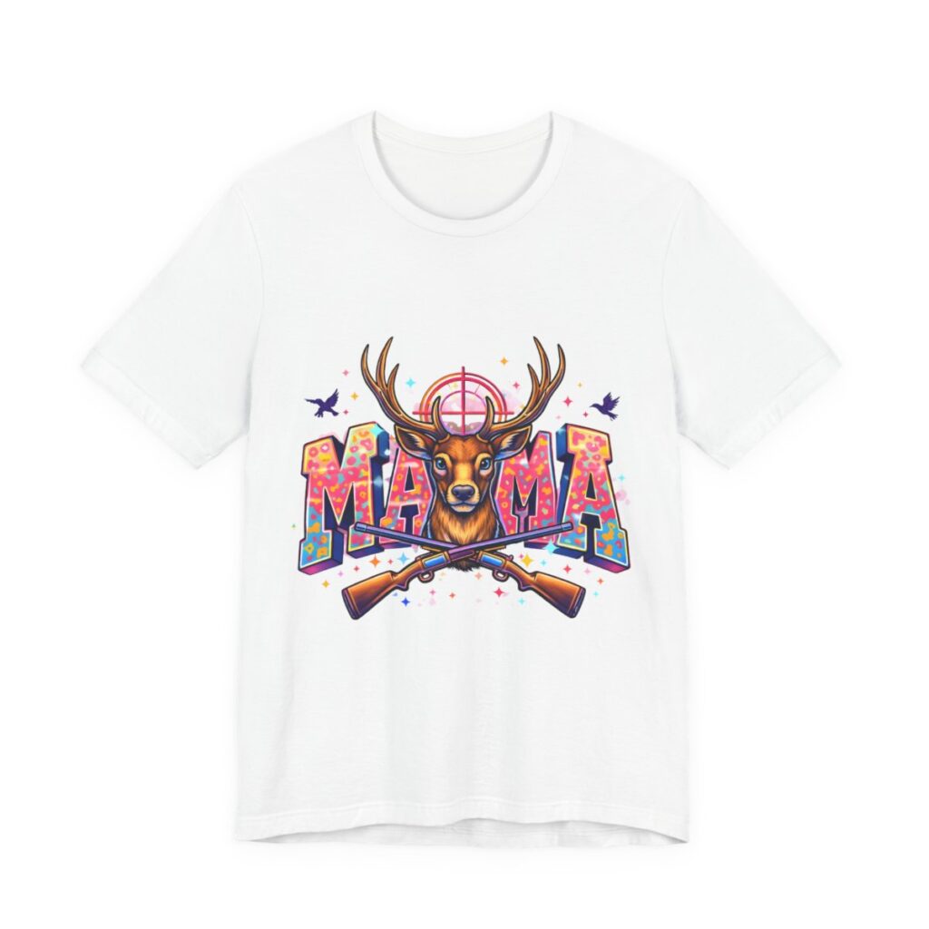 Mama Deer Hunting Colorful T-Shirt in White