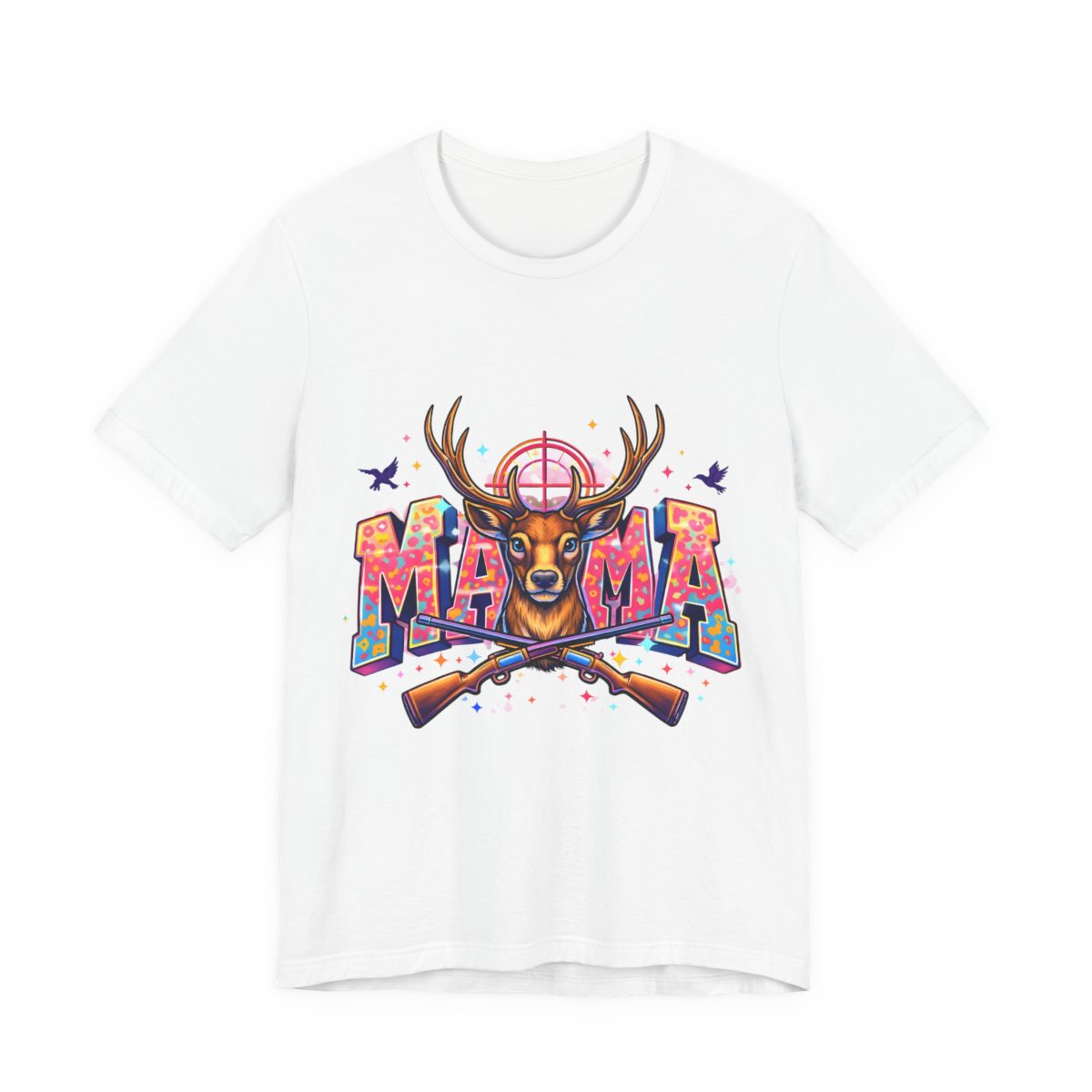 Mama Deer Hunting Colorful T-Shirt in White