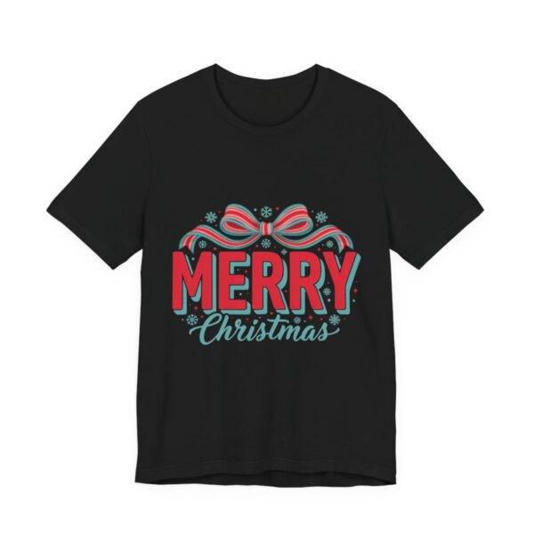 Merry Christmas Retro Bow T-Shirt in Black
