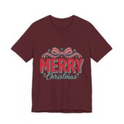 Merry Christmas Retro Bow T-Shirt in Maroon