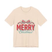 Merry Christmas Retro Bow T-Shirt in Soft Cream