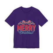 Merry Christmas Retro Bow T-Shirt in Team Purple