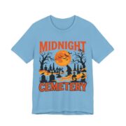 Midnight Cemetery Halloween T-Shirt in Ocean Blue