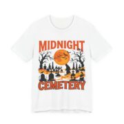 Midnight Cemetery Halloween T-Shirt in White