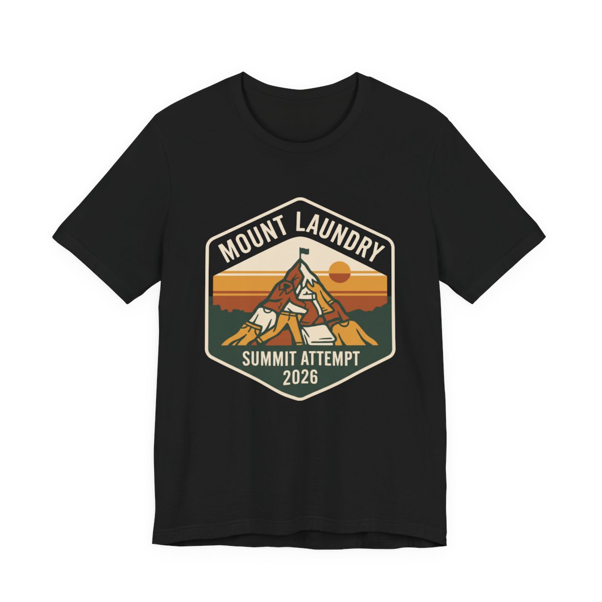 Mount Laundry Summit Attempt Shirt - Funny Mom Life Tee in Black