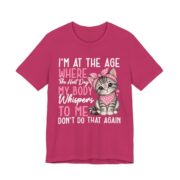 My Body Whispers Don’t Do That Again Cat T-Shirt in Berry