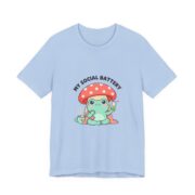 My Social Battery Cute Frog Mushroom T-Shirt in Baby Blue