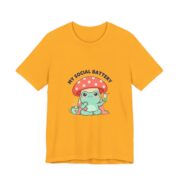 My Social Battery Cute Frog Mushroom T-Shirt in Gold