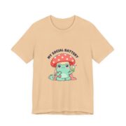 My Social Battery Cute Frog Mushroom T-Shirt in Sand Dune