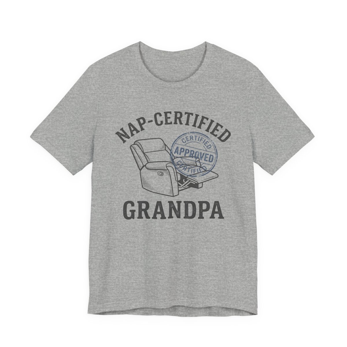Nap Certified Grandpa Shirt - Funny Grandpa Gift Tee in Athletic Heather