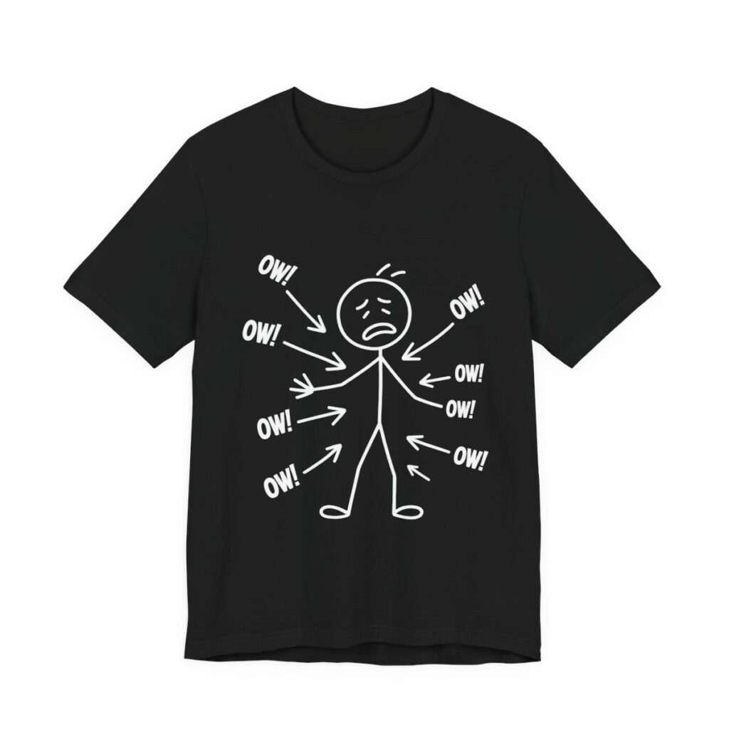 Ow Everything Hurts Stick Figure T-Shirt in Black