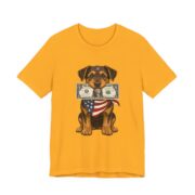 Patriotic Puppy Dollar Bill Funny T-Shirt in Gold