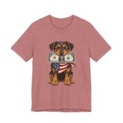 Patriotic Puppy Dollar Bill Funny T-Shirt in Heather Mauve