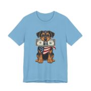 Patriotic Puppy Dollar Bill Funny T-Shirt in Ocean Blue