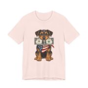 Patriotic Puppy Dollar Bill Funny T-Shirt in Soft Pink