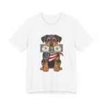 Patriotic Puppy Dollar Bill Funny T-Shirt in White